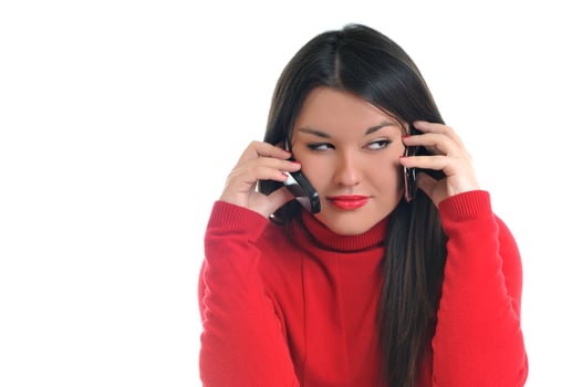 Woman in red photo