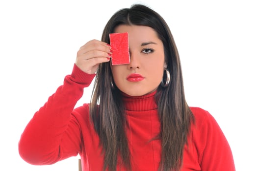 Woman in red photo