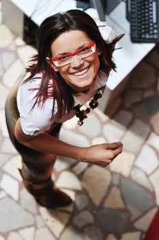 business woman fropm top photo