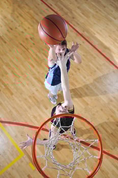 Playing basketball view photo