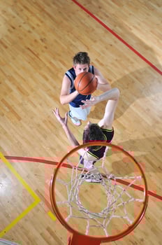 Playing basketball view photo