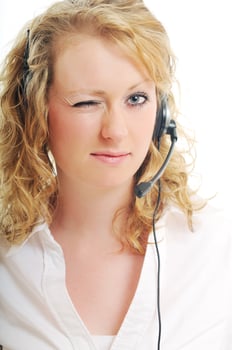 business woman headset photo