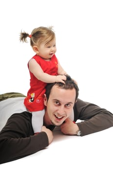 young father  play with beautiful daughter photo