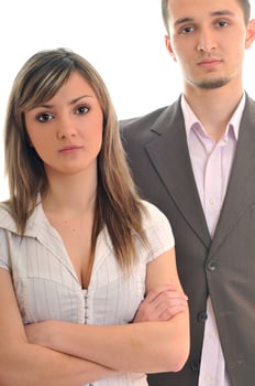 business team on white photo