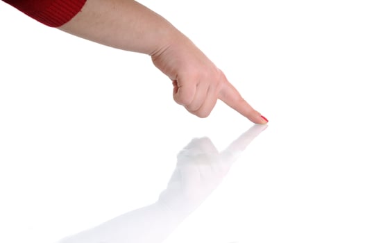 Hand on white photo