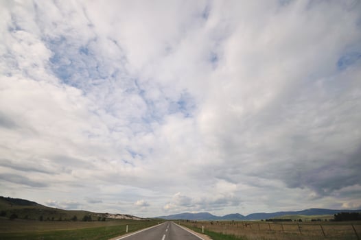 countryroad adventure with beautiful sunset photo