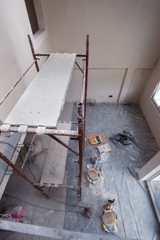 interior of construction site with scaffolding photo