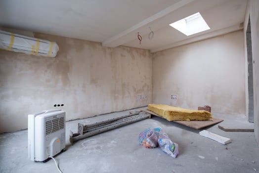 interior of construction site with white drywall photo