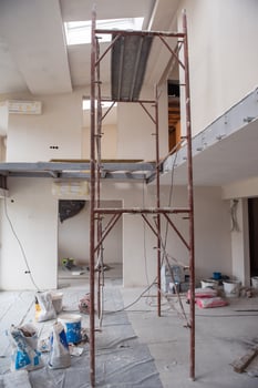 interior of construction site with scaffolding photo