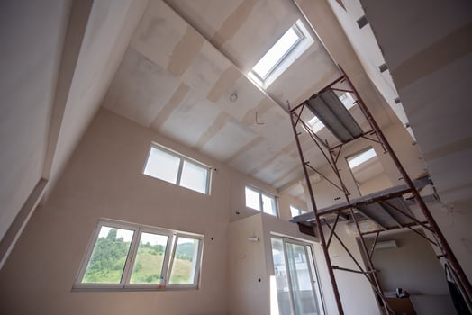 interior of construction site with scaffolding photo