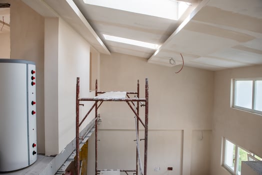 interior of construction site with scaffolding photo