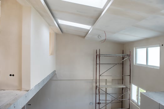 interior of construction site with scaffolding photo