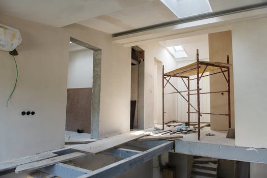 interior of construction site with scaffolding photo