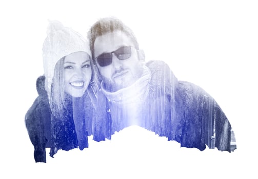 Double exposure of couple photo love