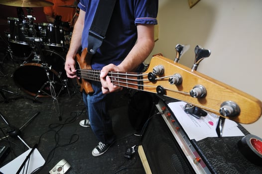 music band have training in garage photo