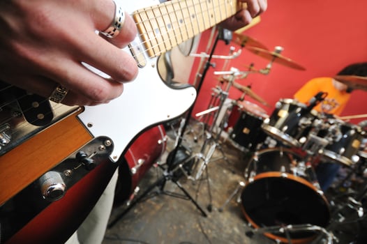 music band have training in garage photo