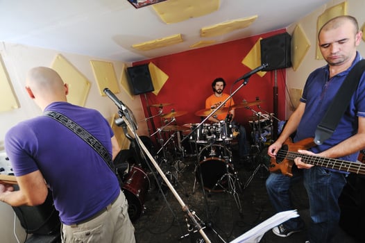 music band have training in garage photo