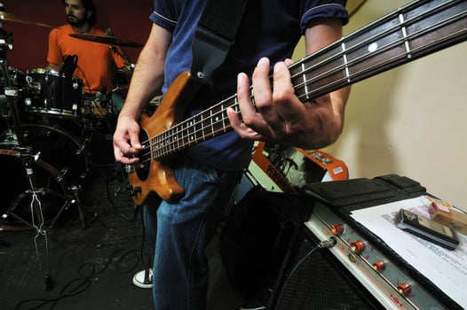 music band have training in garage photo