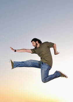 man jump outdoor sunset photo
