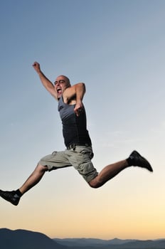 man jump outdoor sunset photo