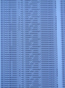 database concept with printed and coded database records photo