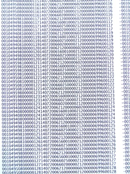 database concept with printed and coded database records photo