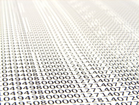 database concept with printed and coded database records photo