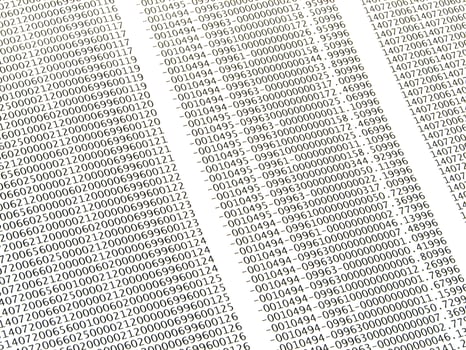 database concept with printed and coded database records photo