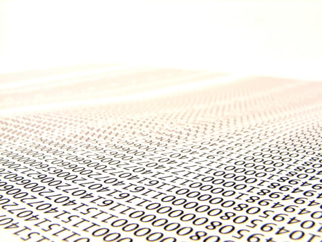 database concept with printed and coded database records photo