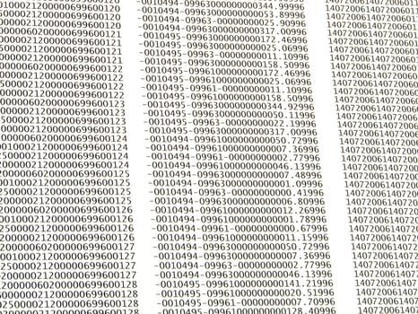 database concept with printed and coded database records photo