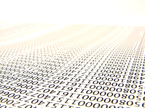 database concept with printed and coded database records photo