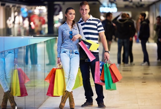 Sweden, 2022 - Family in shopping mall photo