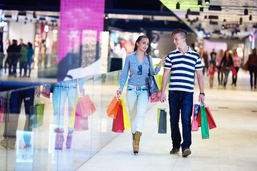 Sweden, 2022 - Family in shopping mall photo