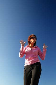 Woman enjoying outdoors photo