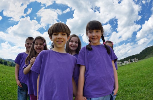 happy kids group  have fun in nature photo