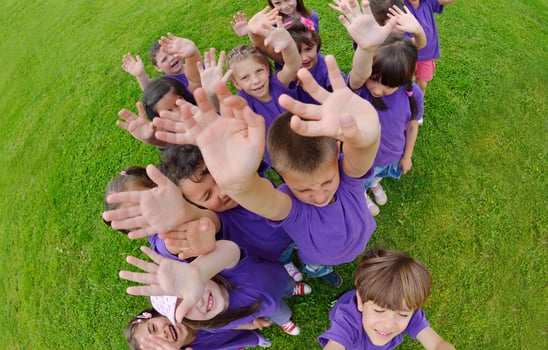 happy kids group  have fun in nature photo