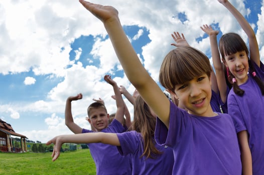 happy kids group  have fun in nature photo