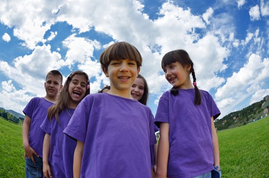 happy kids group  have fun in nature photo