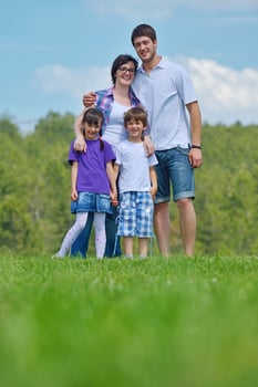 happy young family have fun outdoors photo