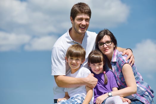 happy young family have fun outdoors photo