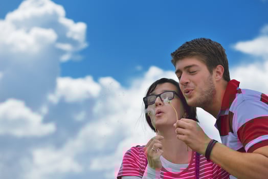 romantic young couple in love together outdoor photo