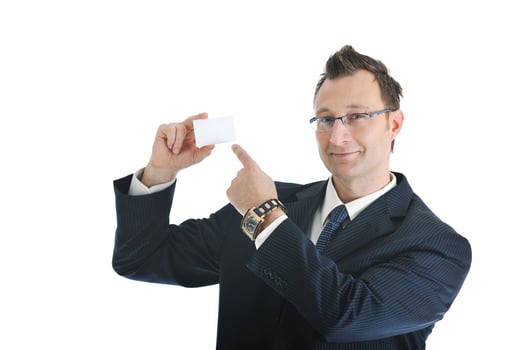 young businessman with empty business card photo