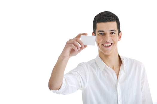 young businessman with empty business card photo
