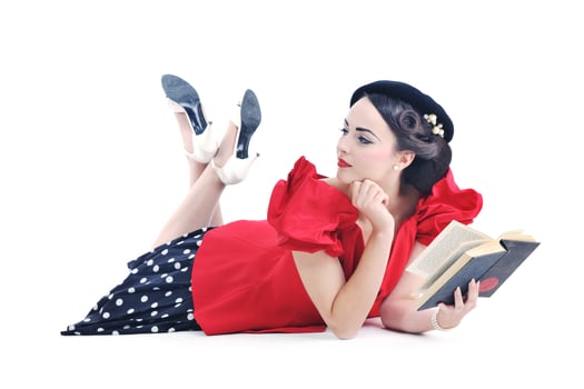 beautiful young woman read book photo