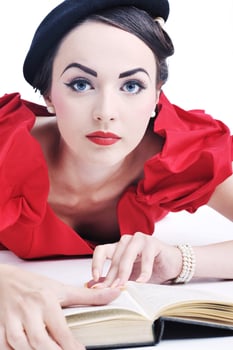 beautiful young woman read book photo
