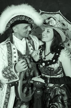 retro couple portrait photo
