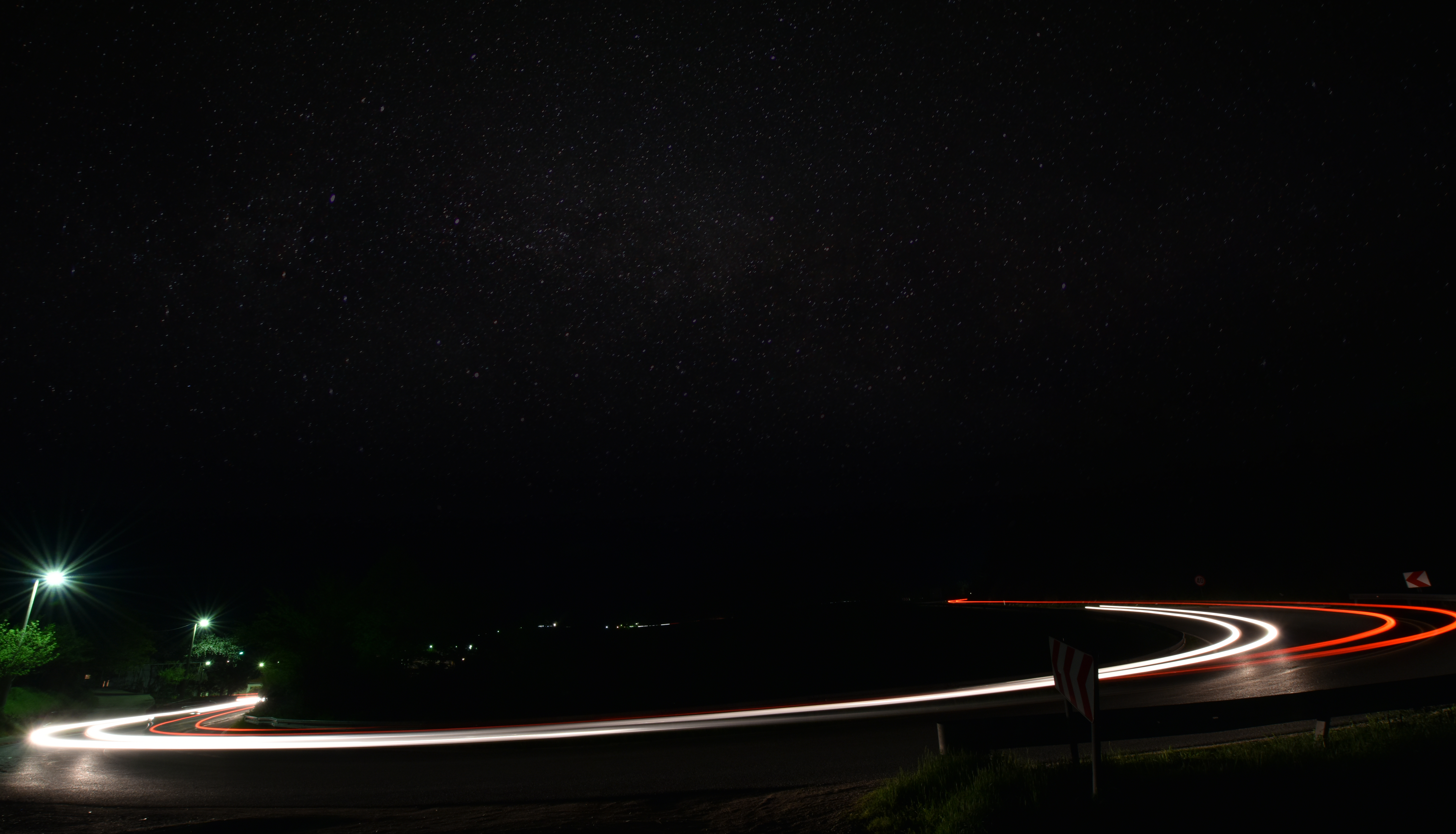 Light trails at night photo