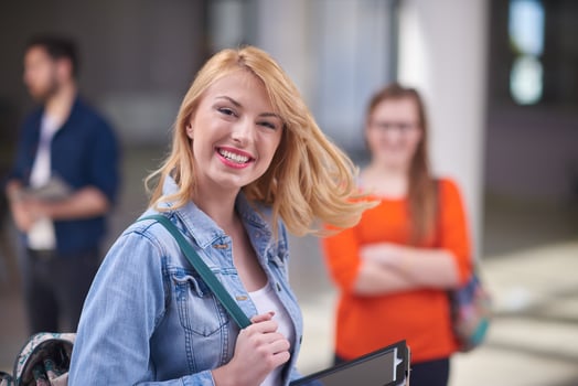 student girl with tablet computer photo