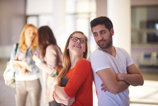 students couple standing together photo
