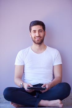 student working on tablet photo